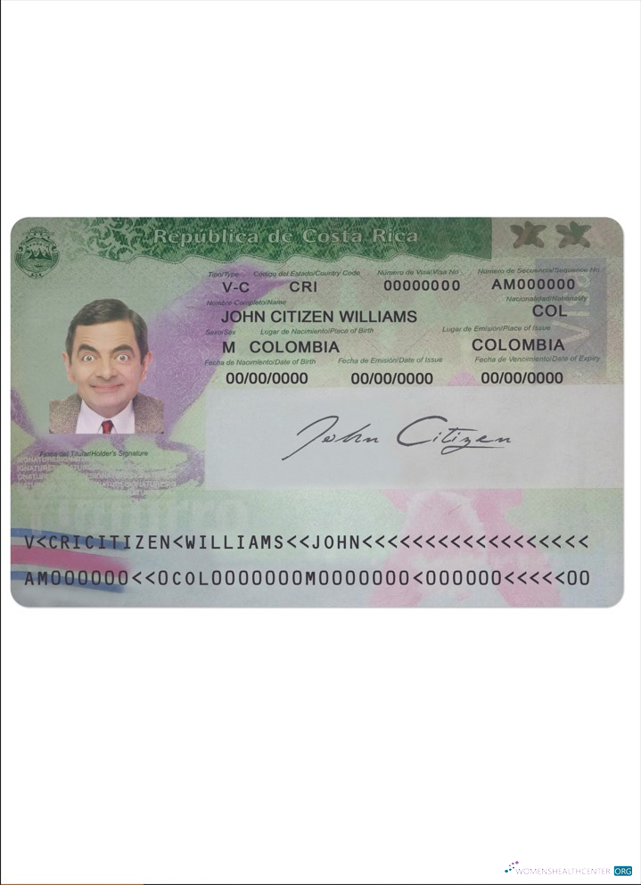Download Costa Rica visa Photoshop template